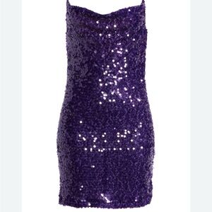 Purple Sequin Mini Dress